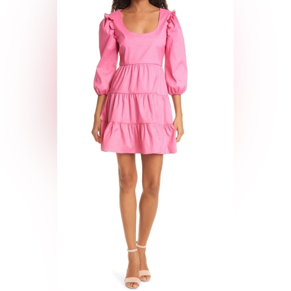 Likely Avena Pink Tiered Mini Dress | Size 8 in excellent like-new condition